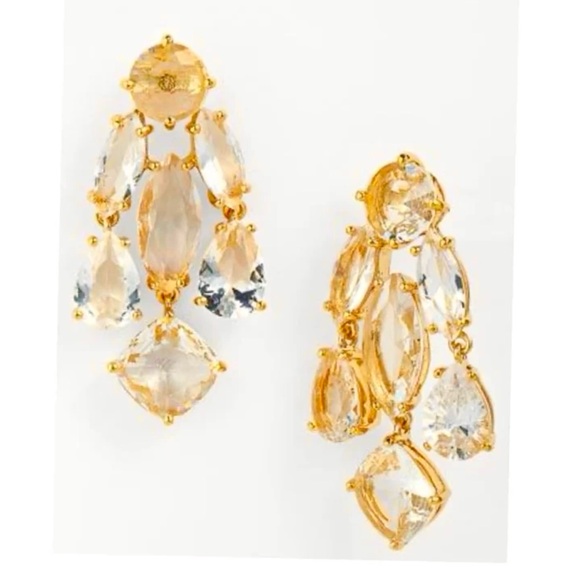 $198 Kate Spade Chandelier Earrings Golden Citrine - Picture 1 of 5